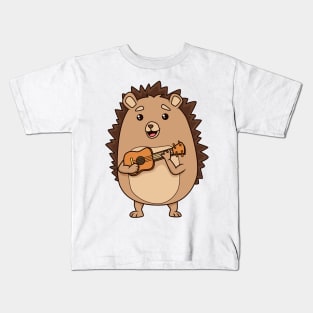 Cartoon hedgehog playing ukulele Kids T-Shirt